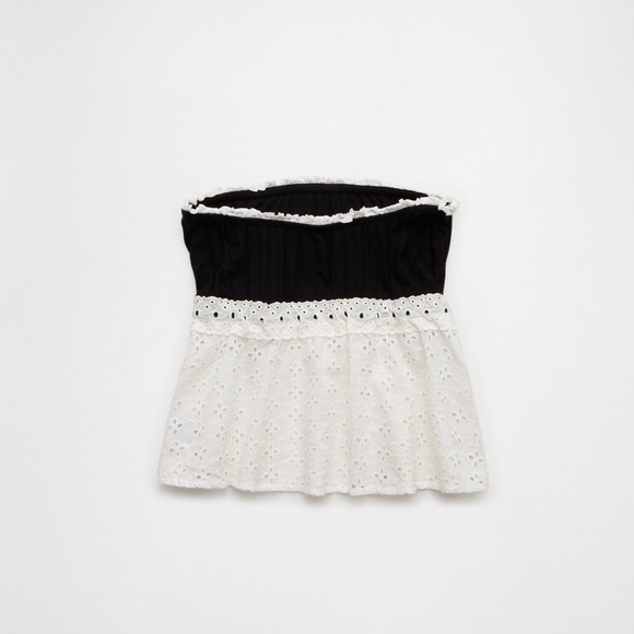 American Eagle Strapless Eyelet Babydoll Top - Picture 4 of 7